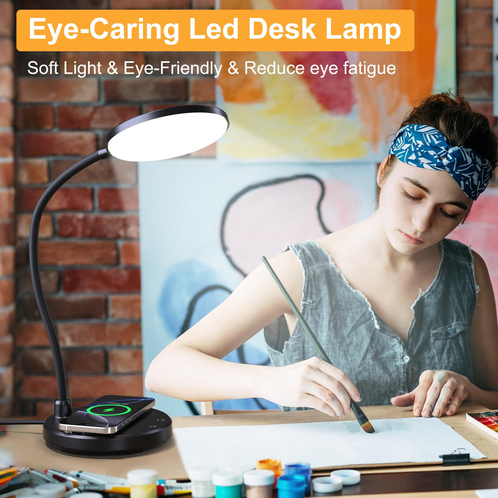 Wireless Charging Desk Lamp, 800LM, CRI95+, Black