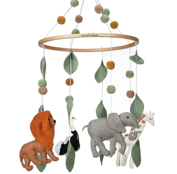Baby Crib Mobile, Wooden Nursery Decor (Safari Adventure)