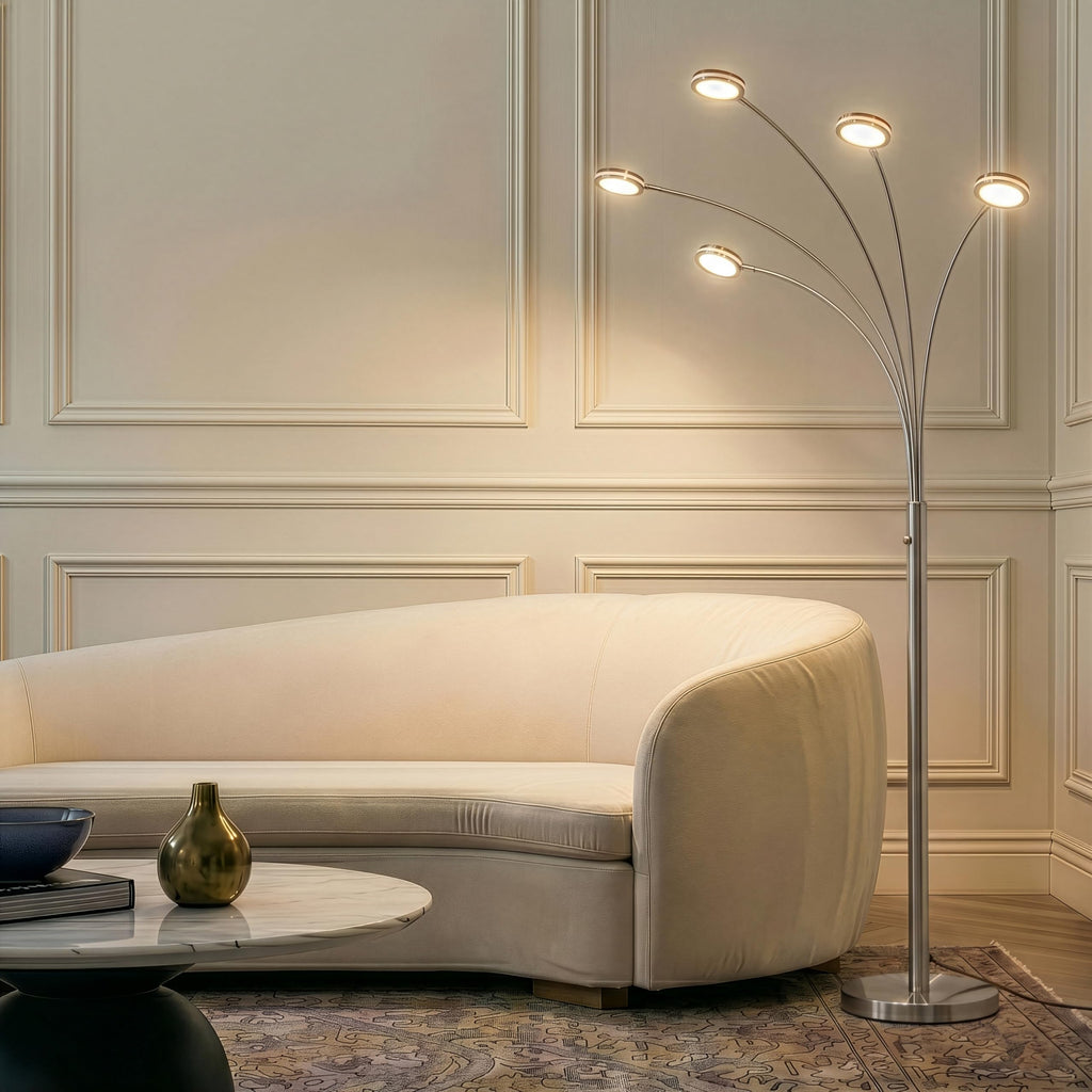 Orion Arc Floor Lamp, Tree Floor Lamp with 5 Adjustable Arms, Multi-Head Standing Lamp with Flexible Rotating LEDs