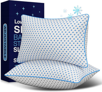 King Size Pillows Set of 2, Cooling Shredded Memory Foam Pillows | Adjustable Loft, Balanced Support, Medium Firm