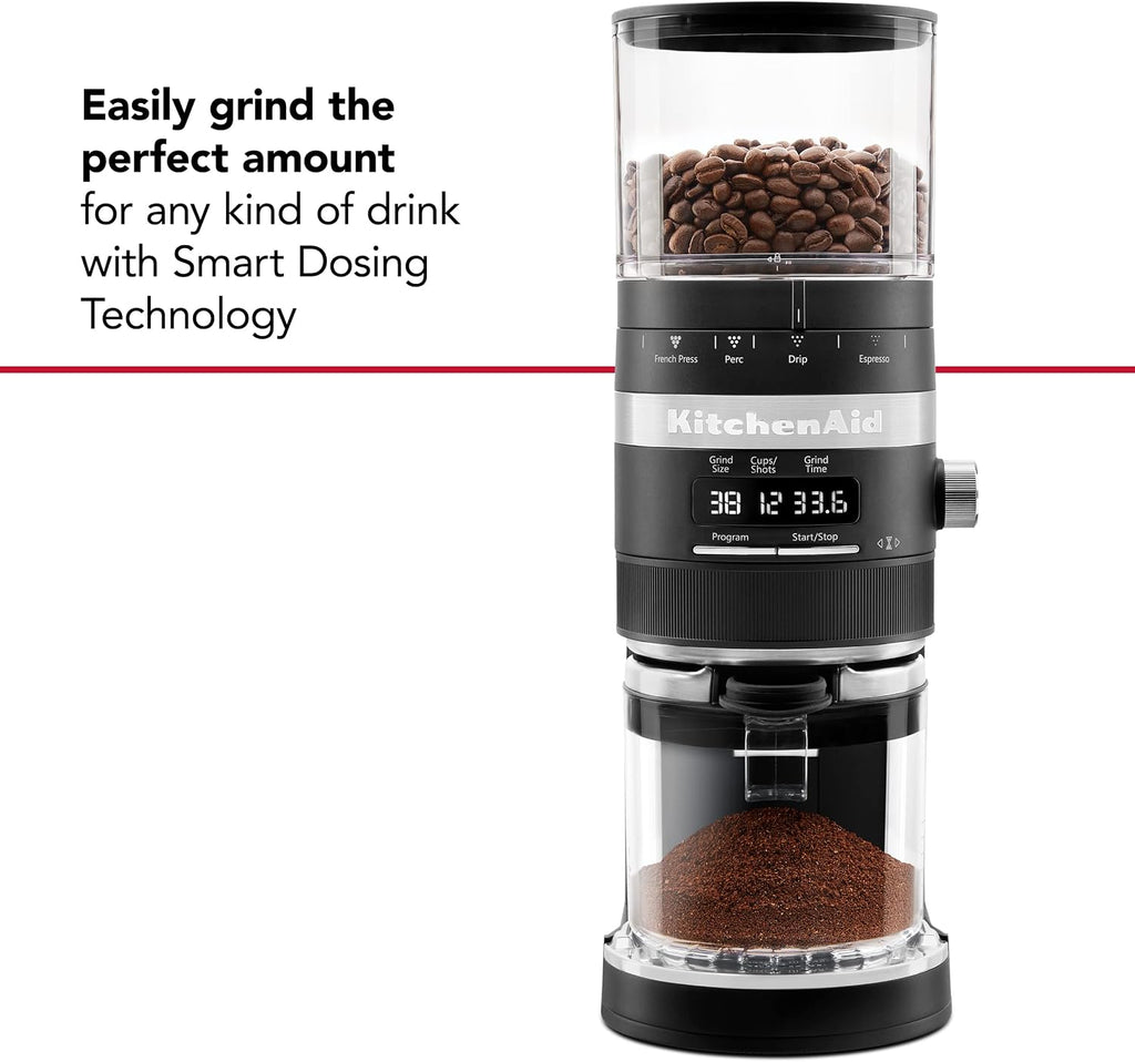 Burr Coffee Grinder, KCG8433, Matte Black | Smart Dosing Technology for Ideal Grounds, 70 Grind Settings for All Brew