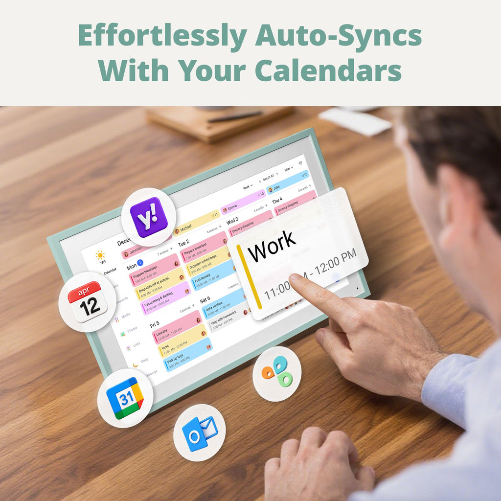 15.6 inch Digital Calendar & Chore Chart - Interactive Touchscreen Smart Family Planner, Digital Picture Frame for