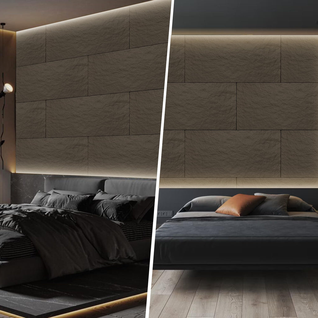 3D Faux Stone PU Wall Panels for Interior Decor, 4 Pieces, Grey