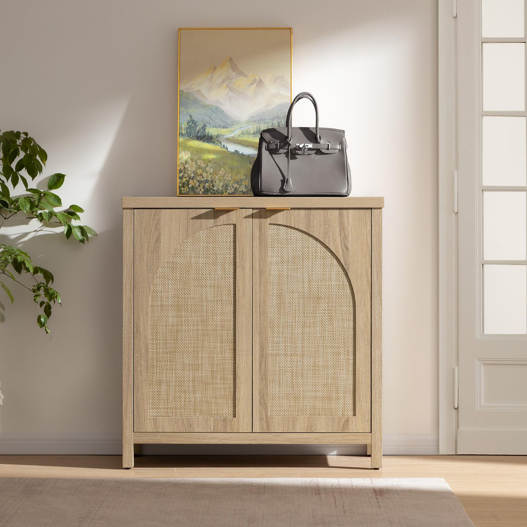 102" Rattan Sideboard Buffet Cabinet with Storage Credenza Set of 3