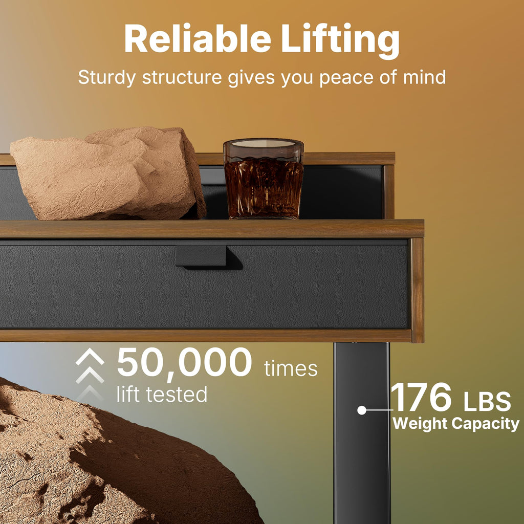 32 x 20 Inch Electric Standing Desk with 4 Drawers, Walnut