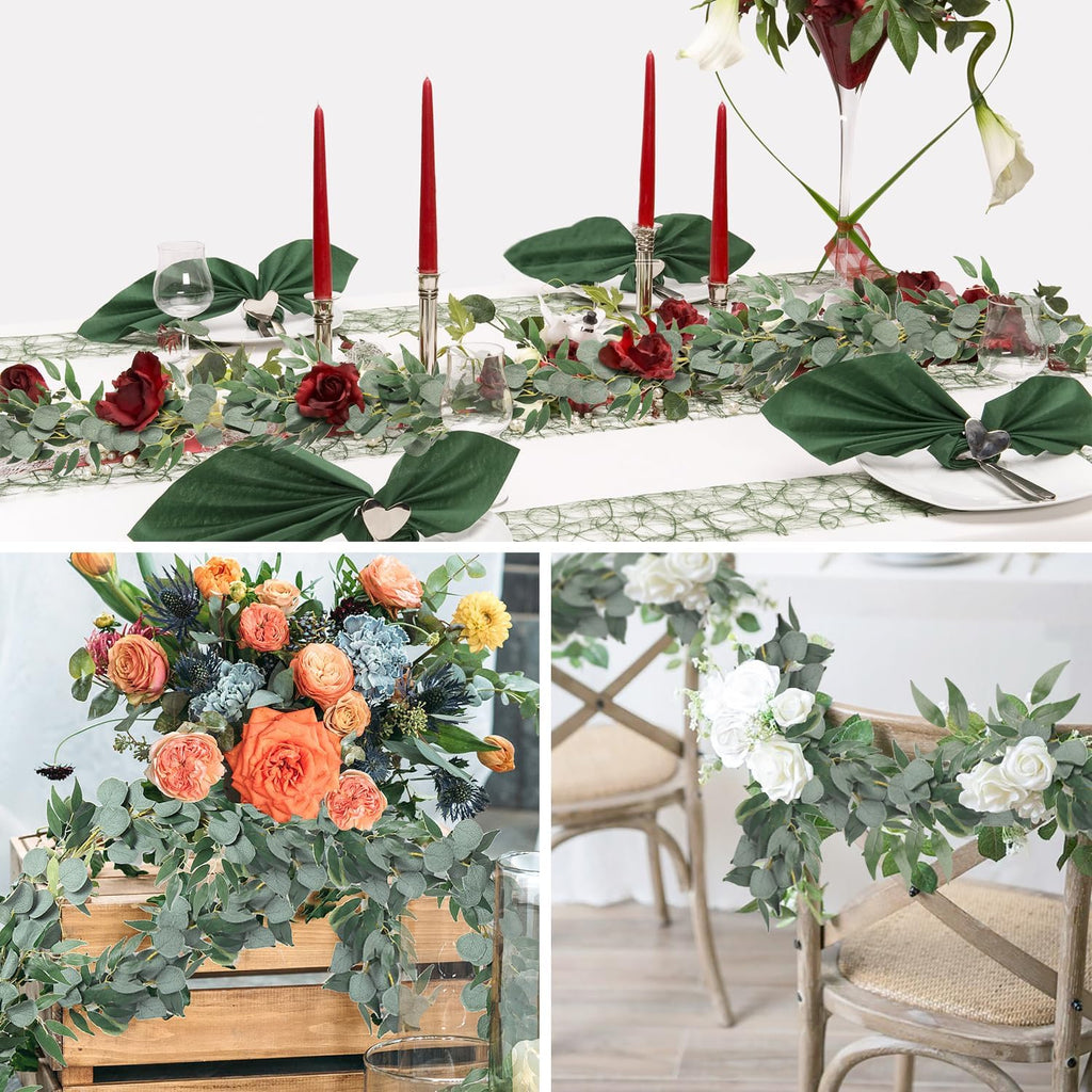 Artificial Silk Eucalyptus Vines Garland with Willow Leaves 6Ft - Set of 2