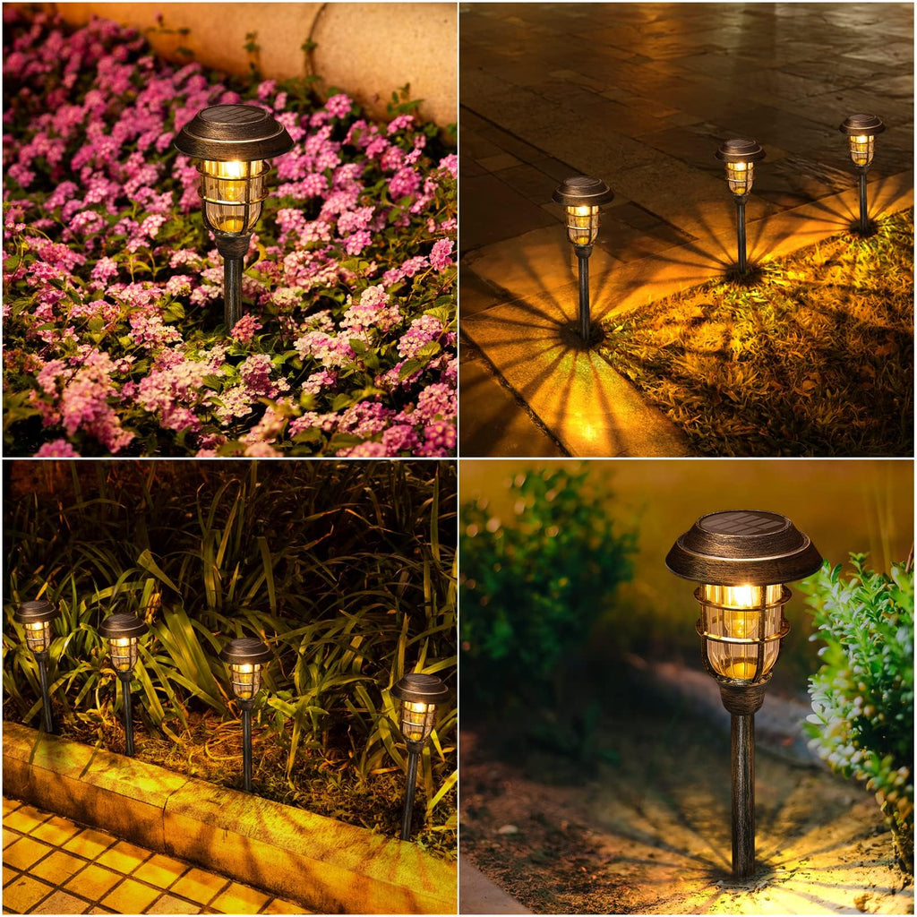 Solar Outdoor Lights, 12 Pack Bright Solar Pathway Lights Outdoor Waterproof, Up to 15 Hrs Auto On/Off Solar Garden