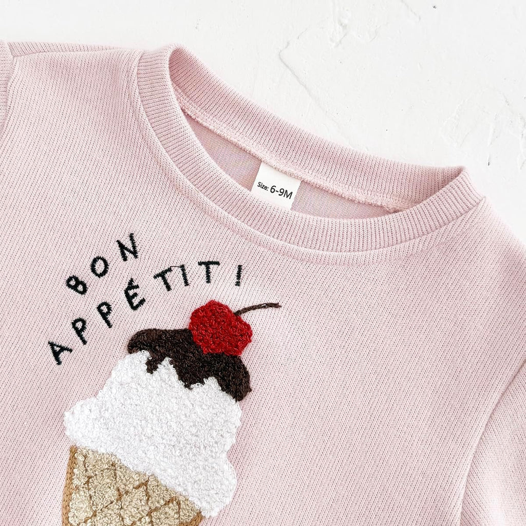 Toddler Baby Girl Clothes Outfit Long Sleeve Ice Cream Sweatshirt & Pants Leggings Two Piece Outfit Set