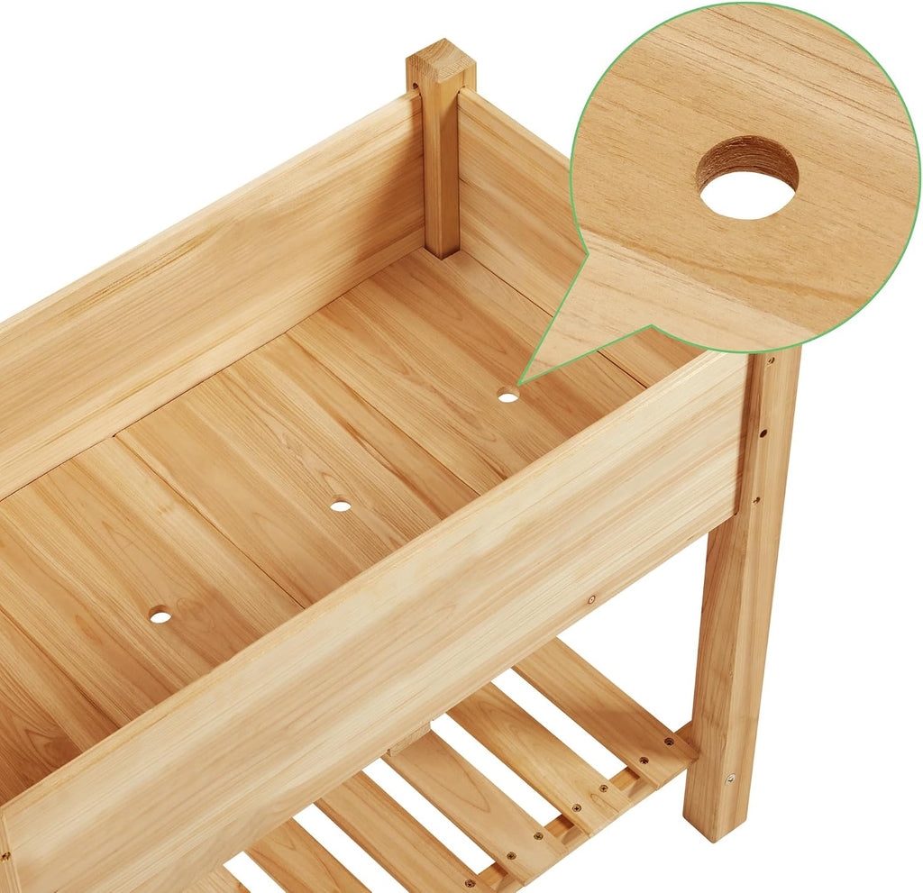 Raised Garden Bed Elevated 2 Tiers Wood Planting Bed Above Ground Planter Box for Vegetables Flowers Plants Yard