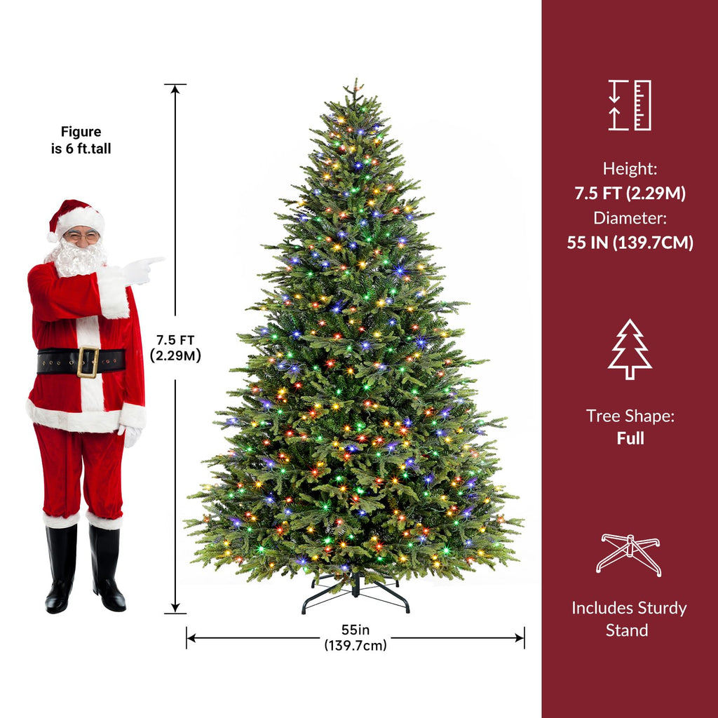 7.5ft Prelit Artificial Christmas Tree with Color Changing Lights