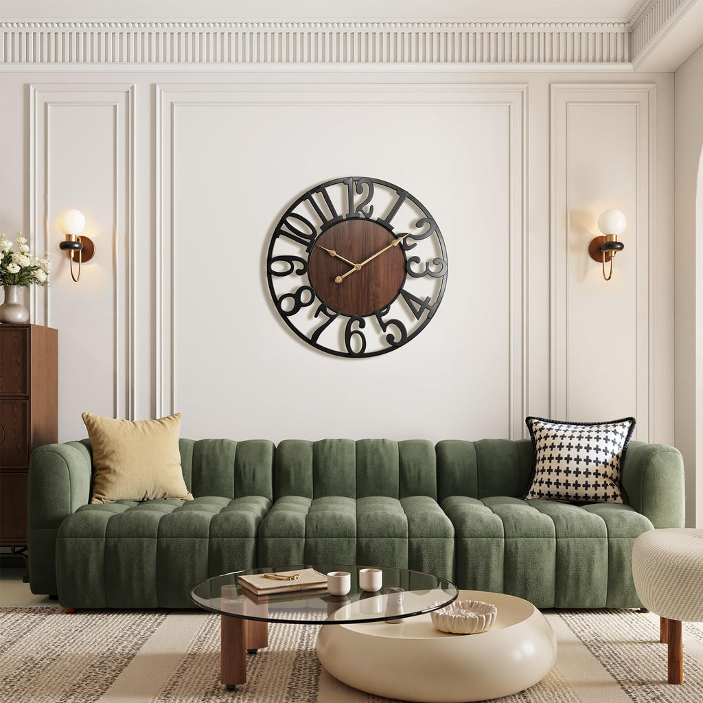 32 Inch Large Wall Clock, Arabic Numeral Wood Oversized Wall Clock