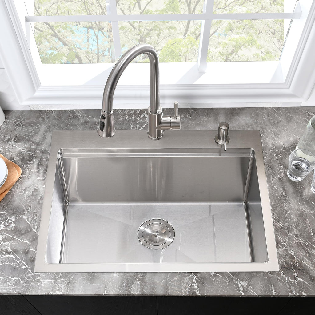 25x20 Stainless Steel Kitchen Sink Drop In Top Mount Workstation