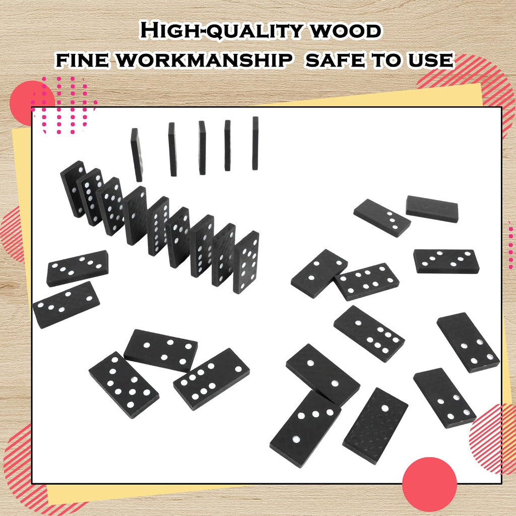 Mini Wooden Dominoes Set Double 6 Dominoes Wood Classic Board Games Bulk for Adults Kids with Brown Wood Case - Set of 30