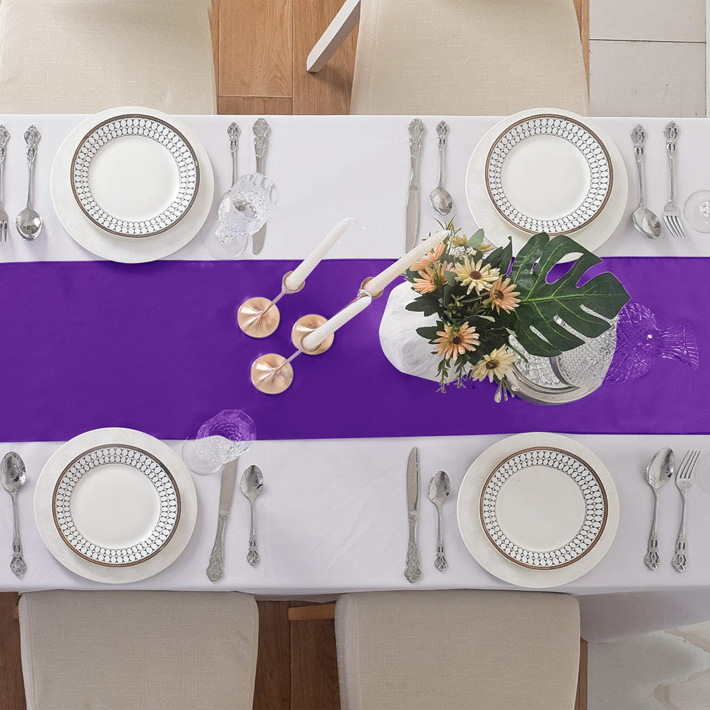 12Pack Table Runner 12 x 108 Inches Satin Silk Table Runner for Wedding, Birthday Party, Banquets, Graduations