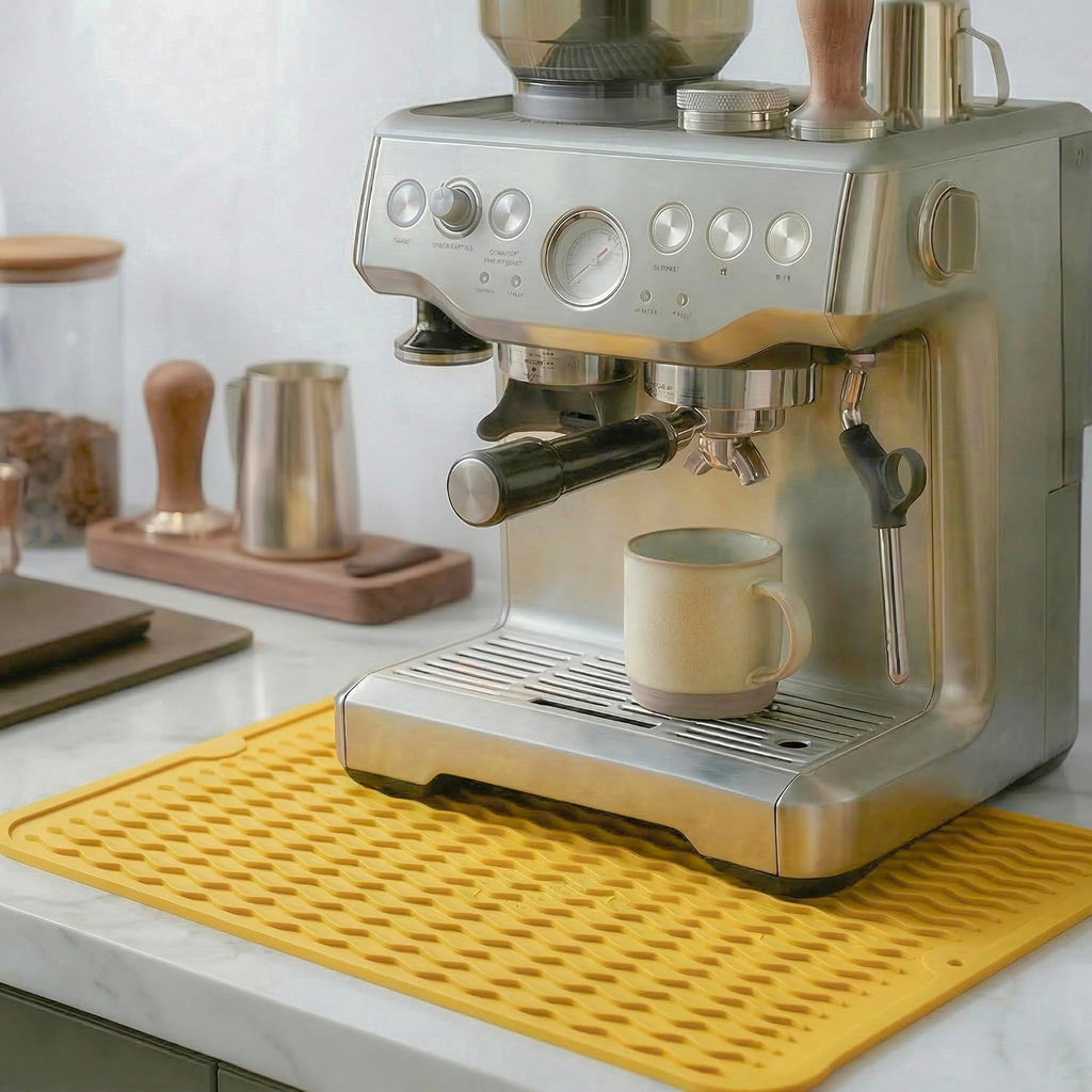Silicone Dish Drying Mat - Quick-Dry Ridges Counter & Sink Pad, Heat-Resistant Trivet to 450°F, Non-Slip & Dishwasher
