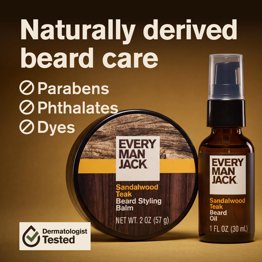Essential Beard Care Kit for Men, Sandalwood Teak, Gift Set
