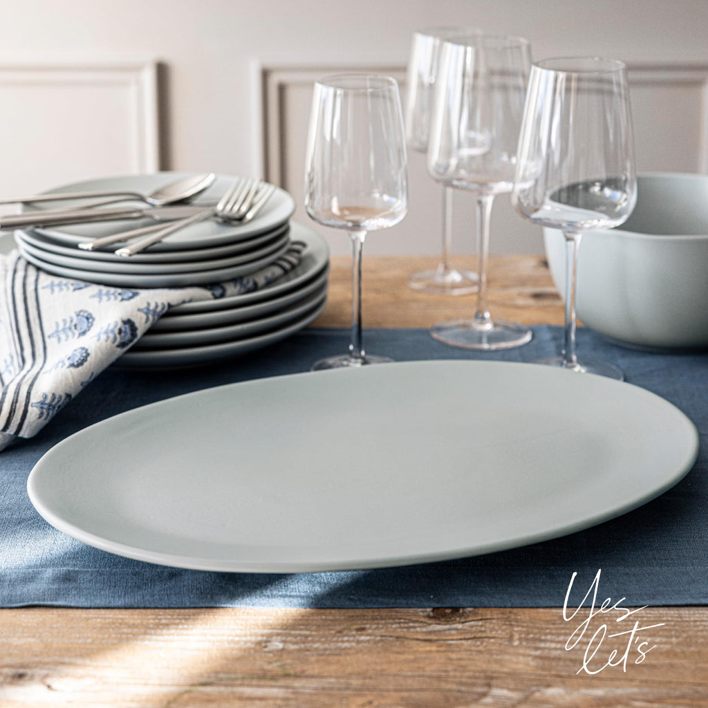 Coupe Stoneware Serving Platter - Elegant 1-Piece Oval Serving Platter to Complete Your Kitchen Set - 16.4" x 11.5"