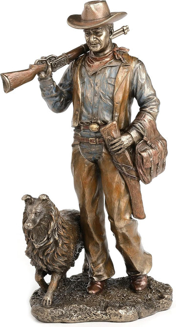 11 1/2 Inch Frontier Companions Cowboy with Dog Cold Cast Resin Bronze Finish Sculpture
