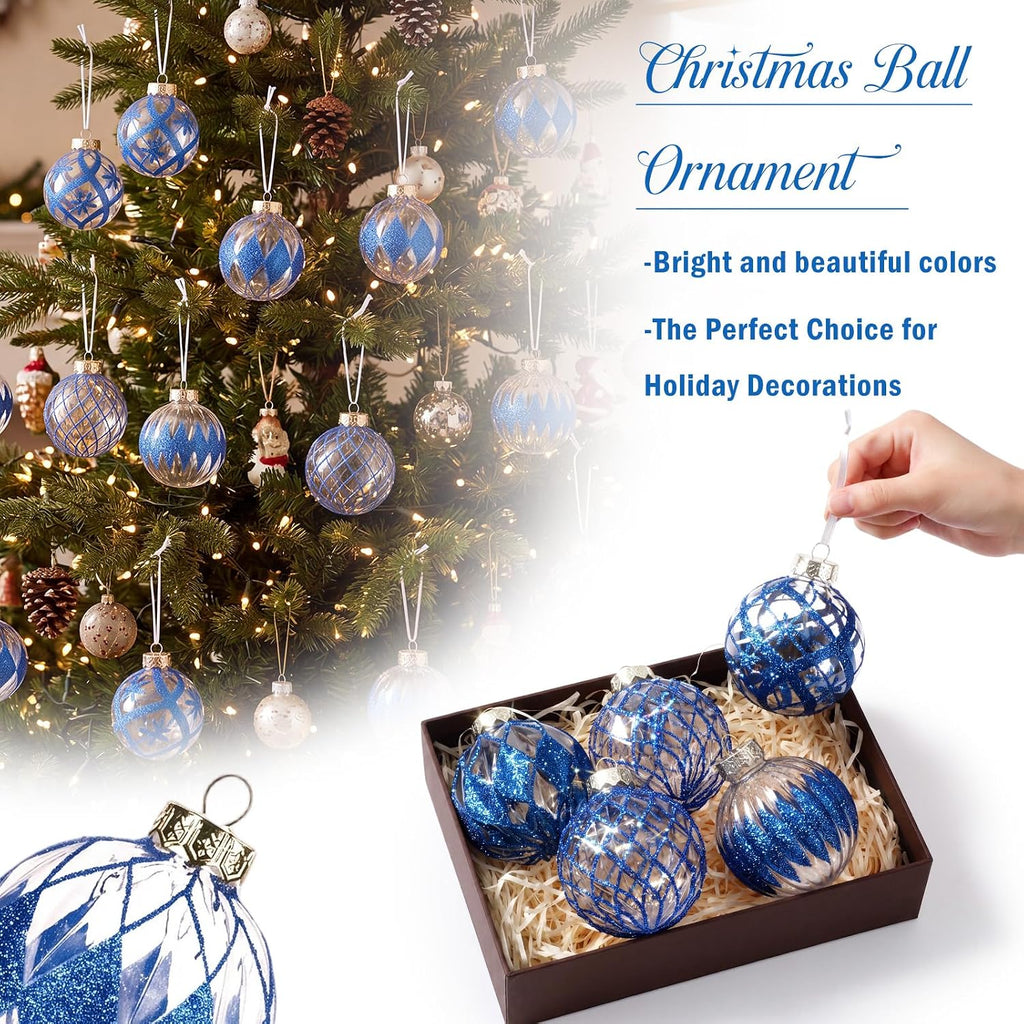 Christmas Ball Ornament Sets Xmas Decorations, Blue - Set of 12