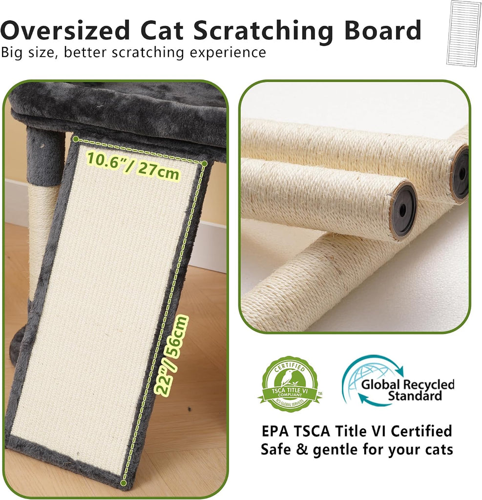 Cat Tree 72.4-Inch Anti-Tip Cat Tower with Spacious Perches