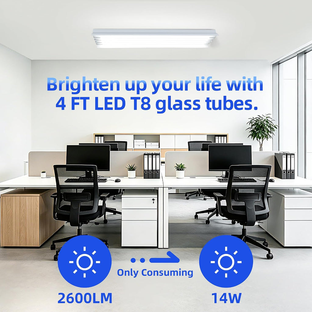 T8 LED Bulbs 4 Foot,186LM/W,14W 2600LM 5000K, T8 Type A+B, DLC 6.0