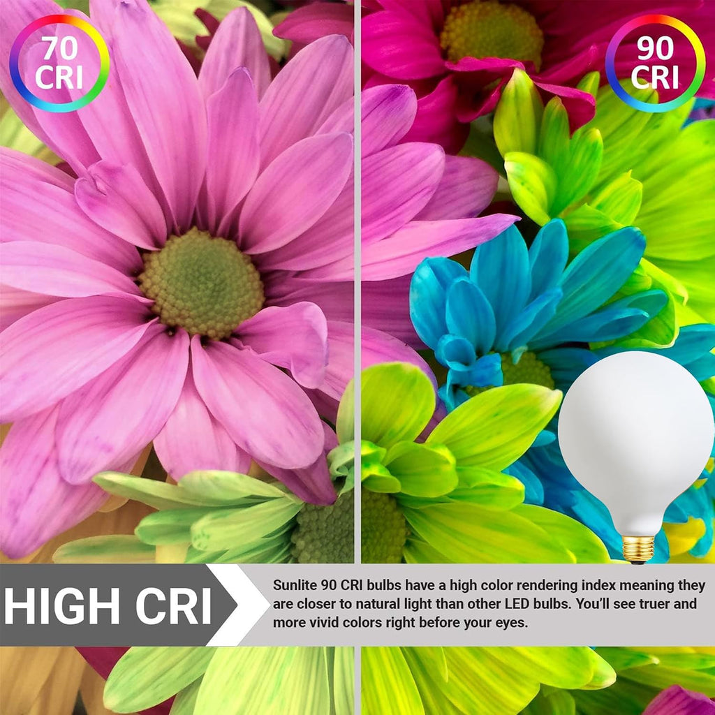 LED Light Bulb G30/G95 Dimmable Flick-Free Matt White 6W Soft White 3000k CRI95 600LM, 60W Equivalent Vintage LED