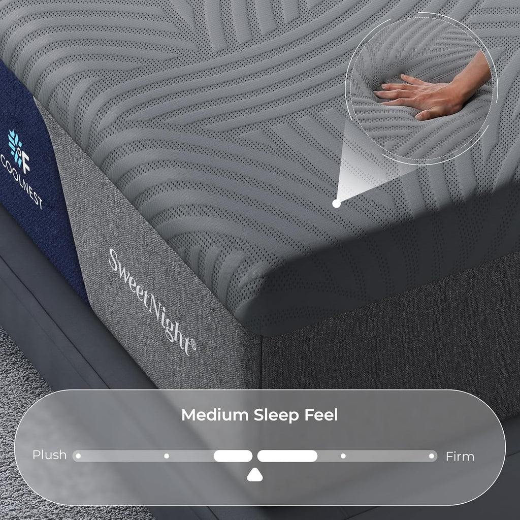 CoolNest 14 Inch California King Mattress, Cooling Memory Foam | Cool Night Sleep, 5-Zone Ergo Support for Pressure