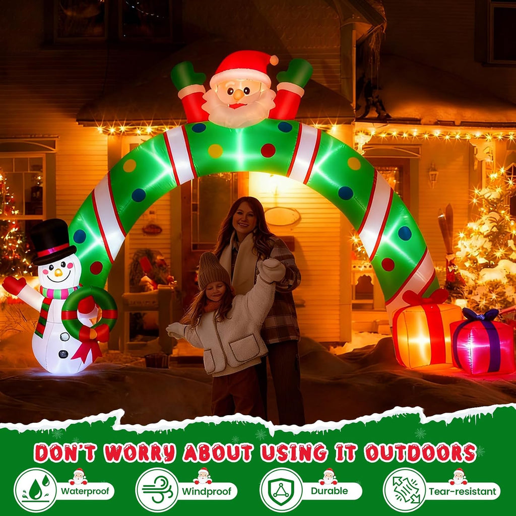 10.3Ft Christmas Inflatable Archway Outdoor Decoration, Blow up Giant Christmas Arch Tunnel with Inflatable
