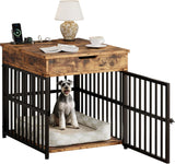 Dog Crate Furniture for Small Dogs, Wooden Dog Kennel with Flip Top Drawer