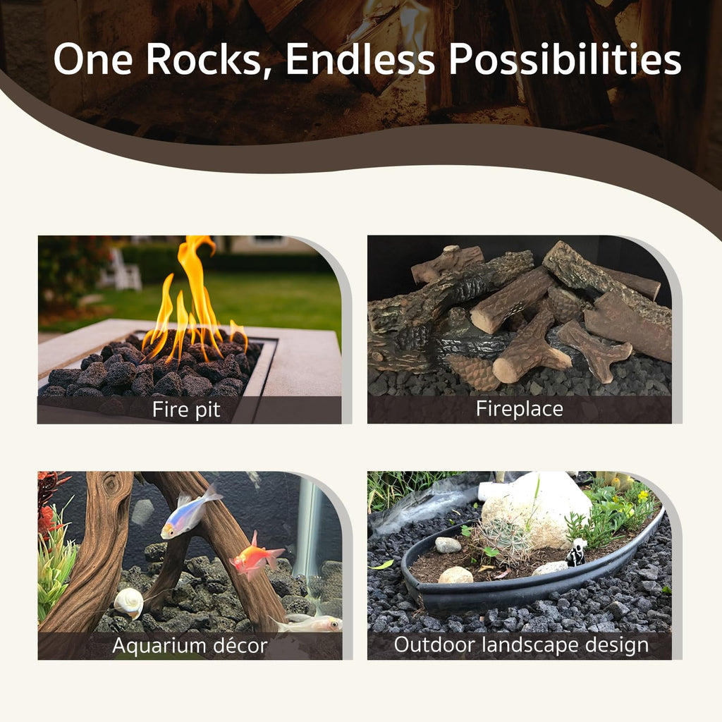 Small Lava Rocks for Fire Pit, 10lb, 0.8-1.2 inch, Black