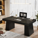 55-Inch Executive Desk, Thick Wood Office Computer Desk with Double Pedestal