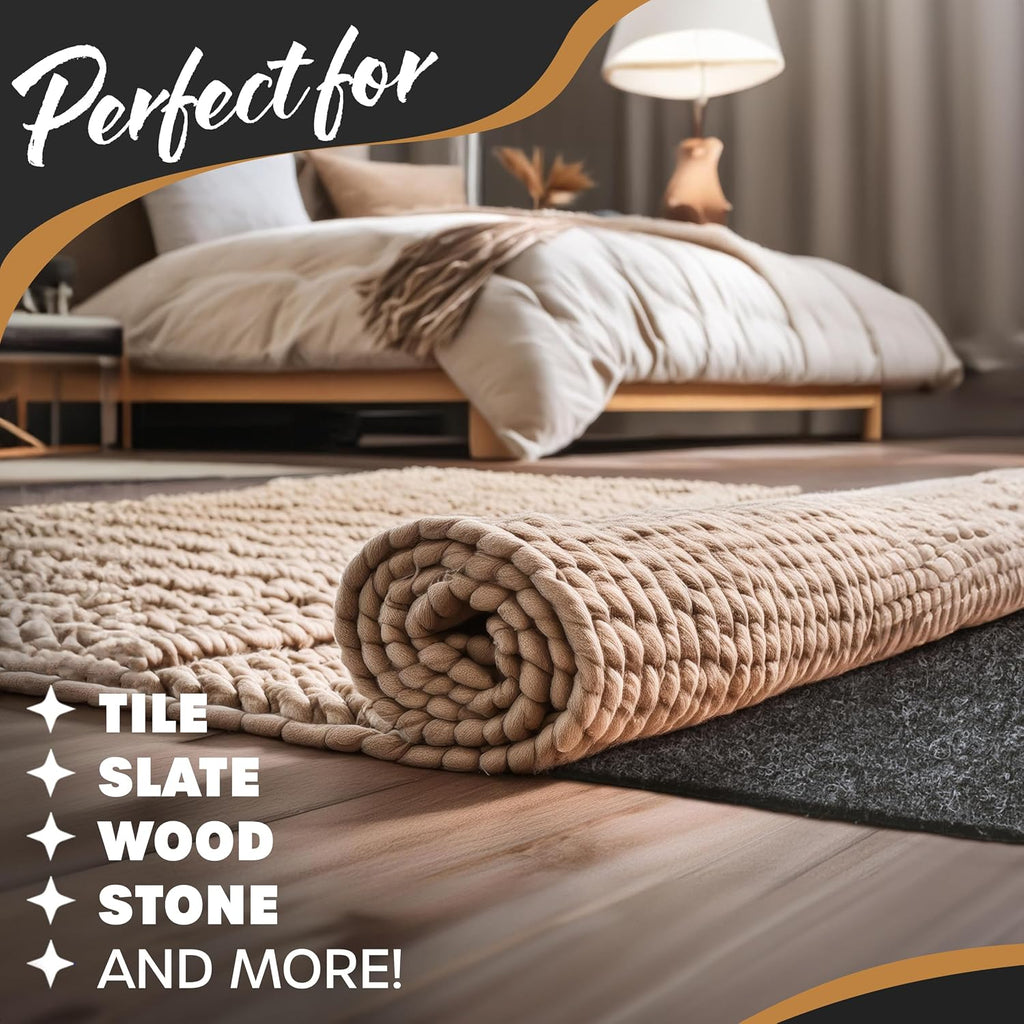 Felt Rug Pad 9x12 | 1/4" Rug Runner Liner | Anti Skid Rug Gripper for Hardwood Floors Tile Slate & Stone | Felt TPO - Set of 108