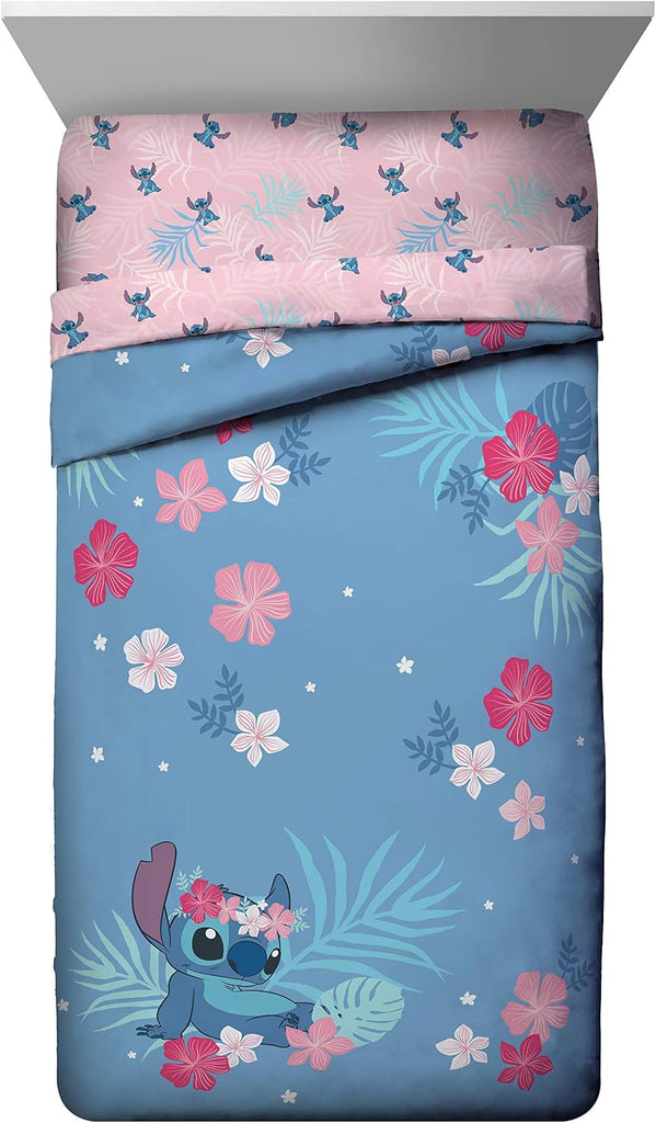 Lilo & Stitch Paradise Dream Full Comforter & Sham Set - Super Soft Kids Reversible Bedding - Fade Resistant