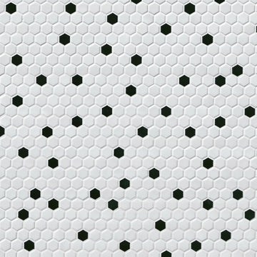 Black White Hexagon 10x12in Matte Porcelain Mosaic Tile Flooring