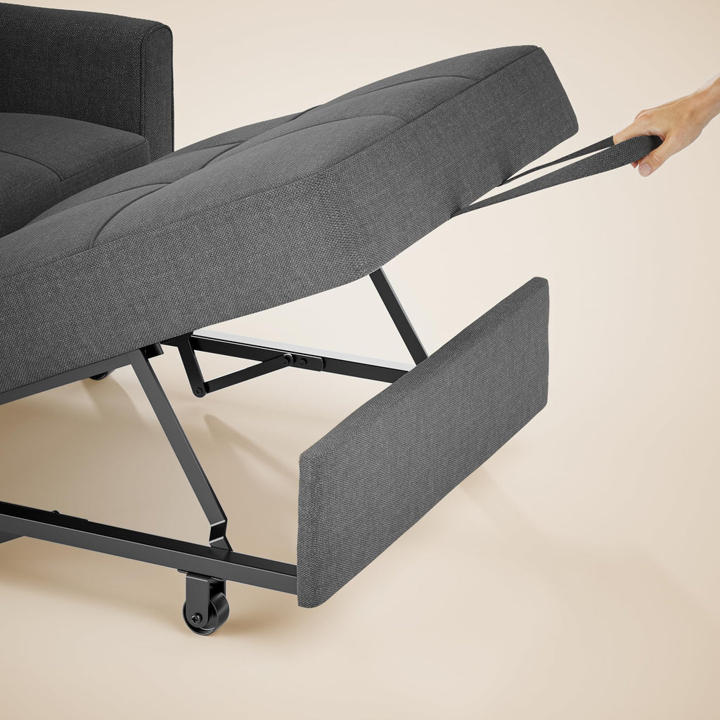 3-in-1 Convertible Sofa Bed Chair, Pullout Sleeper, Adjustable Back