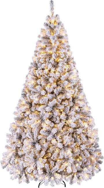Pre-Lit Snow Flocked Christmas Tree with 450 Lights