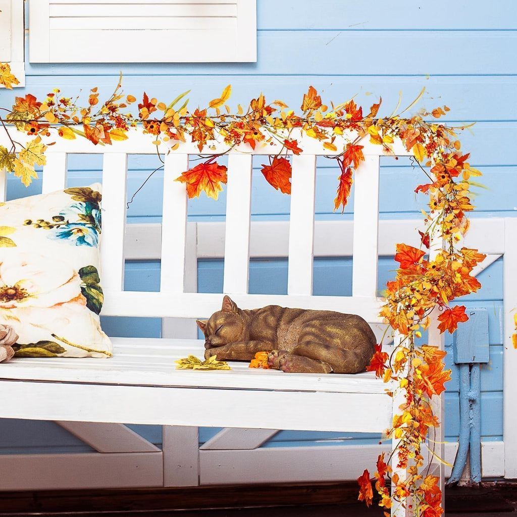 6.5ft Fall Garland for Decoration, Artificial Bittersweet Maple Leaf Hanging Vine for Outdoor, Fireplace Mantle