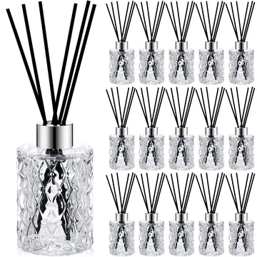 16 Pack Empty Reed Diffuser Bottles with Caps Rattan Sticks, Silver