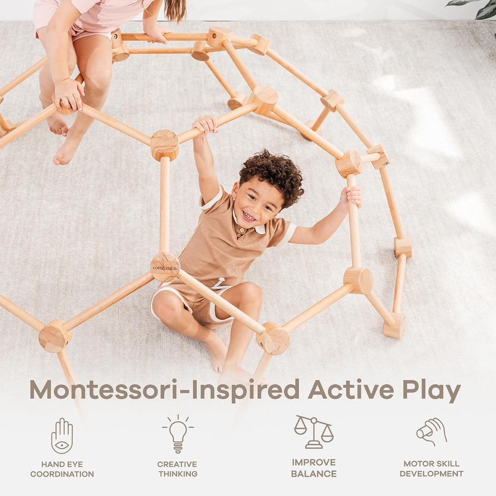 Wooden Toddler Play Gym for 3-6 Years Old - Montessori Climber for Kids - Safe Climbing Toy Support up to 120 lbs