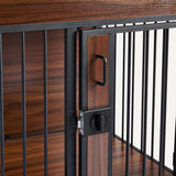 Furniture Style Dog Crate, Sturdy Wooden Pet Kennel, End Table with Space for Pet, Two Bowls Included