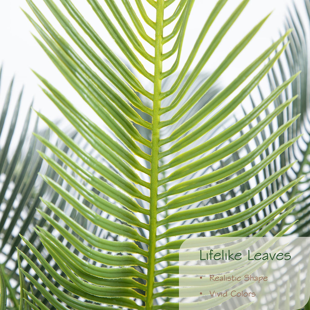 2ft Artificial Cycad Tree UV Resistant with Lifelike Bark & Realistic Leaves, 24in Super Full Faux Sago Palm Tree