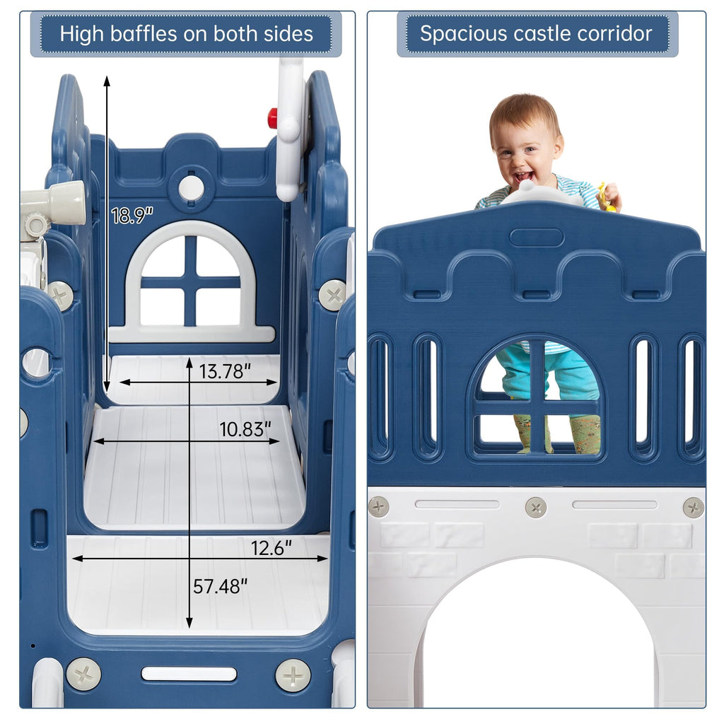 Toddler Slide 8in1 Indoor Outdoor Playset Age1-3 Blue