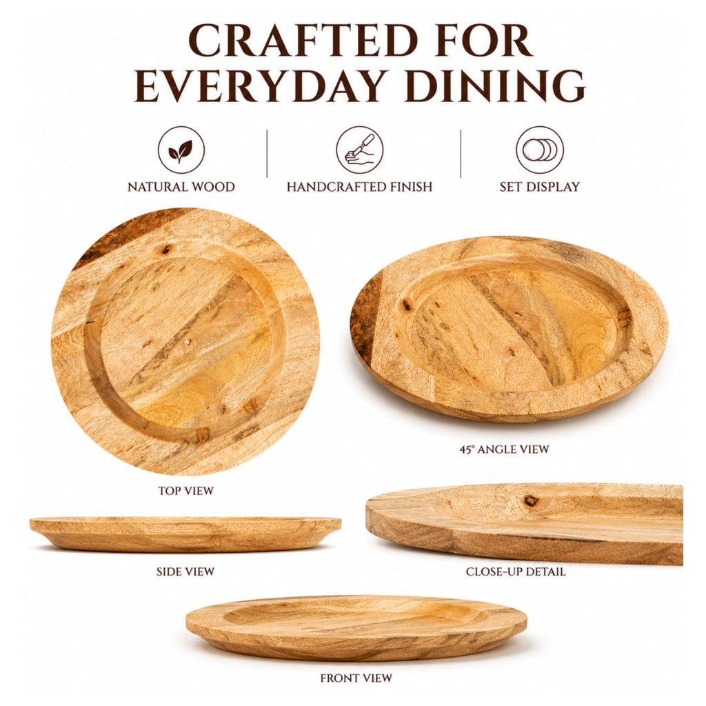 Wood Charger Plates 2-Pack, 13in Round Rustic Serving Platter