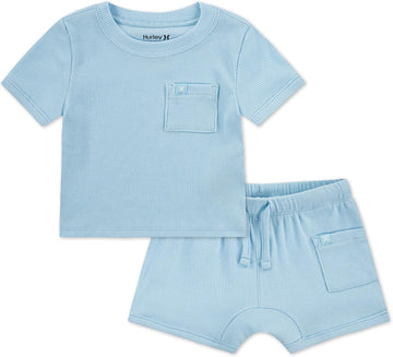 Baby Boys' And Toddler Rib Knit T-shirt and Shorts piece Outfit Set