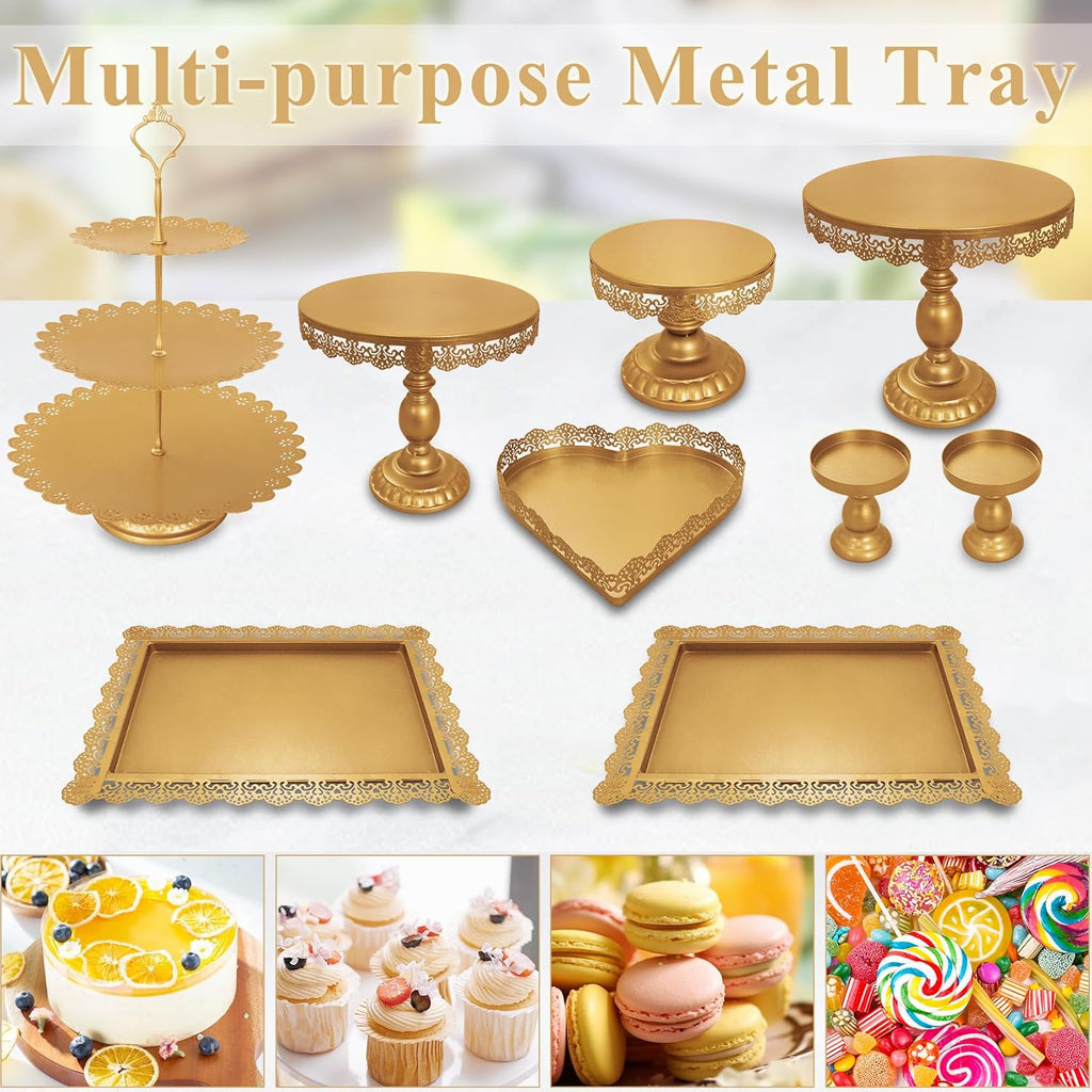 Cake Stands Metal Cupcake Stand Set Multiple Styles Candy Fruit Display Tower Dessert Plate Cake Serving - Set of 9