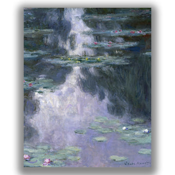 Claude Monet Canvas Wall Art - Water Lilies Poster - Famous Flower Oil Painting Reproduction - Classic Landscape