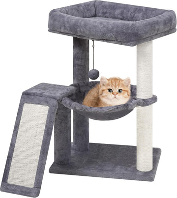 YOUPET Cat Tree with Cat Scratching Post for Indoor Cats, Cat Tower with Scratching Board and Playful Toy Balls