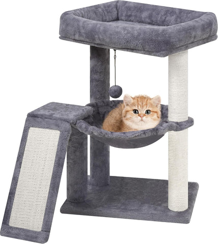 YOUPET Cat Tree with Cat Scratching Post for Indoor Cats, Cat Tower with Scratching Board and Playful Toy Balls