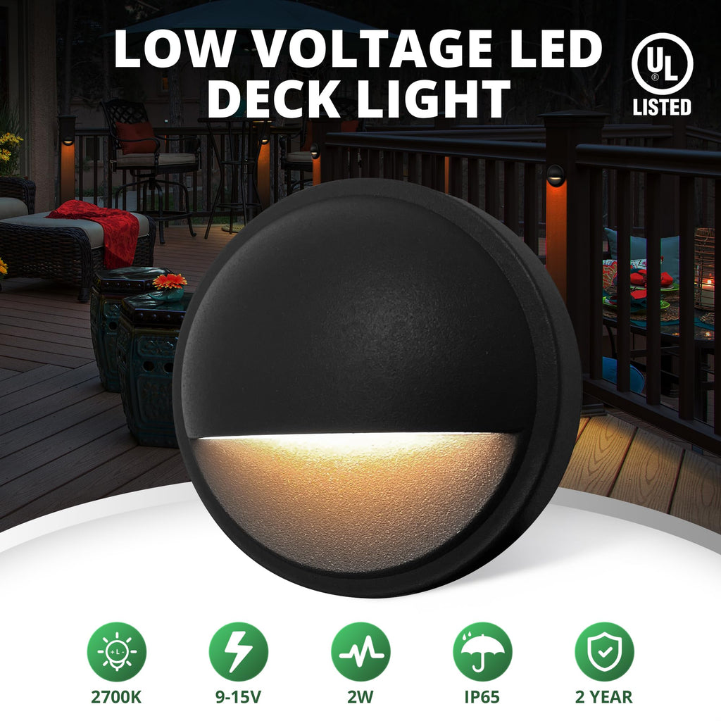 Low Voltage LED Deck Lights, Landscape Step Stair Railing Light with 2W Integrated LED Chips, Die-cast Aluminum 12V