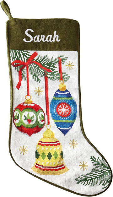 Personalized Needlepoint - Embroidered Family Stockings - Old-Fashioned Christmas Décor - Mantel Décor - 8"x17"